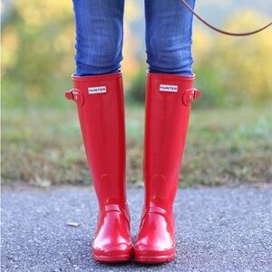 Hunter Red Knee High Rain Boots Size 9.5 W